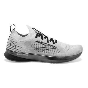 Brooks Levitate StealthFit 5 Road Running Shoes - Mens, White/Grey/Black | IE-ZAK782390